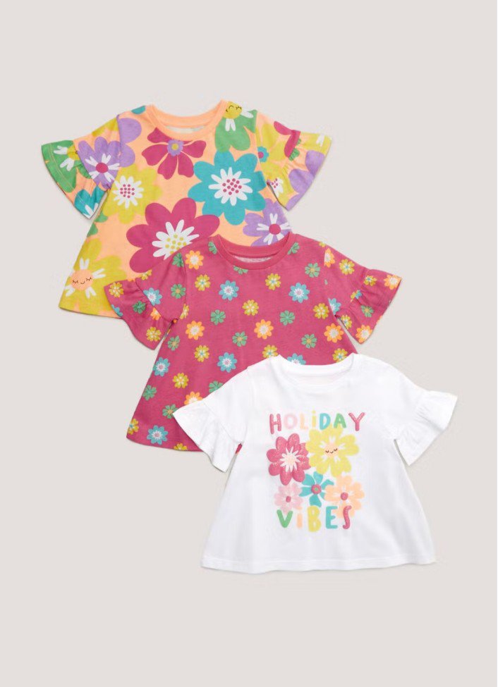 Matalan Girls 3 Pack Floral T-Shirts – KidCloo